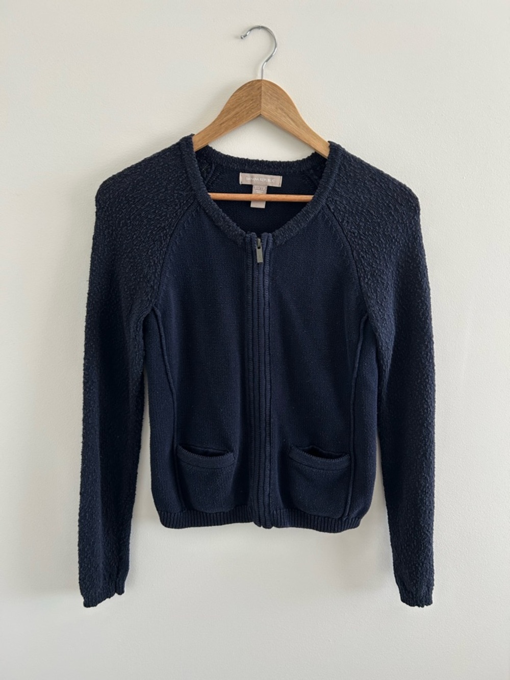 Banana Republic Boucle Zip Cardigan in navy | size X-Small